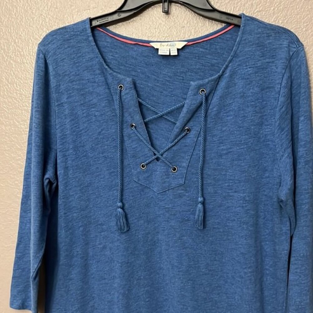 Boden Blue 3/4 Sleeve Cross Tie Lace Up Tunic T-Shirt Dress Size 6 - Picture 4 of 11